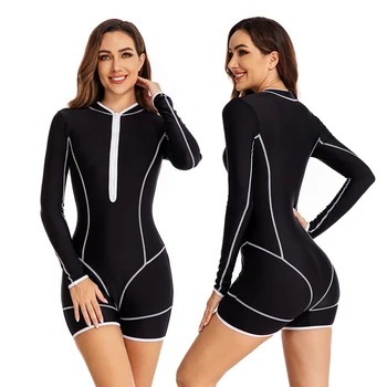 2023 Naiste Ees Tõmblukk Pika varrukaga, kanna One-Piece püstnurk, Surfamine Ülikond Mood Päikesekaitsetoodete Rannas Ujumine Mootorpaat Surfamine Ülikond