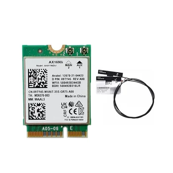 AX1690I WiFi Kaart+2XAntenna AX411 Wi-Fi 6E Kiirus 2.4 Gbps 802.11 Ax 2.4/5/6GHz Bluetooth Traadita 5.3