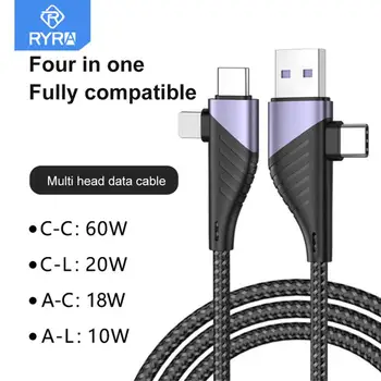 RYRA USB-C-C Tüüpi Kaabel PD 65W 20W C-Tüüpi Kiire Laadimine Kaabel Samsung Huawei Xiaomi Macbook Sülearvuti Aku Laadija Juhtmed