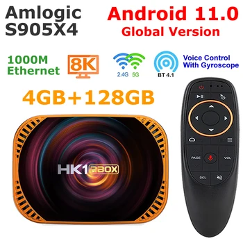Android TV BOX Android 11 HK1 RBOX X4 S905X4 Quad Core 4G 128G Smart TV BOX 8K Video Codec 5G WIFI Dual 1000M LAN TV-digiboksi