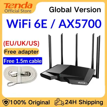 Tenda WiFi6 Ruuteri AX5700 RX27 Tri-Band Gigabit Wi-Fi 6E Silma Ruuteri Traadita Roteador 160MHz BandwidthOFDMA &MU-MIMO 1024QAM