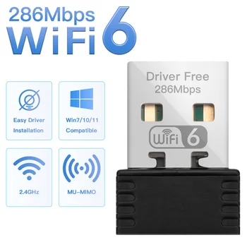WiFi 6 AX286 2.4 GHz Mini USB WiFi Kaart, WiFi 6 Adapter Wireless Dongle Vastuvõtja ARVUTI/Sülearvuti Windows7/10/11 Juhi Vaba