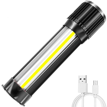 Tugeva Valgusega LED Taskulamp USB Laetav Taskulamp COB Pool Lambi 2000lm Ultra-ere, Telkimine Valgus, 7 Valgustus Režiimid