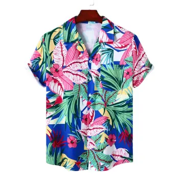 12 Värvi Meeste Pluss Suurus Havai Print Särk Hombre Lühikese Varrukaga Pluus Casual Meeste Särk Meeste Street Beach Vintage Top