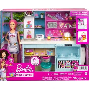 Barbie Pagariahjud Playset Väike Nukk on Roosa Juuksed Pagari-Jaama Tainas 20+Tükki Naljakas Tarvikud Mängida Maja Mänguasi Tüdruk Kingitus HGB73