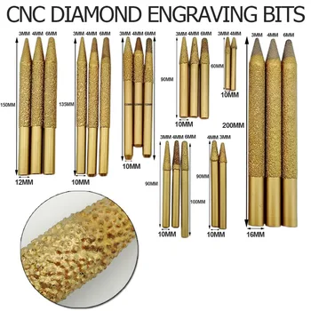 SHDIATOOL 2tk CNC Diamond Graveerimine Bits Stone(8-3/20mm) Koonus Tüüp, Vaakum Brazed Diamond Nikerdamist Tööriistad, Teemant Burrs
