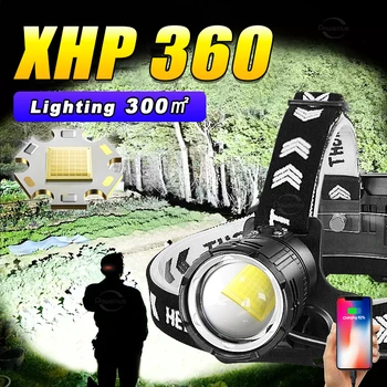 XHP360 Super Võimas LED Esilatern Uus Laetav Esitulede XHP160 XHP90 Pea Taskulamp Suure Võimsusega esituled Kalapüügi Laterna