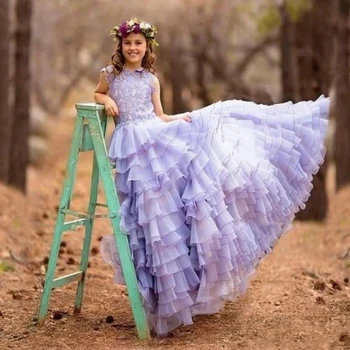Luksus Printsess Kleit Pundunud Flower Girl Kleidid Rida, Esimene Side Seelik jaoks Pulmapidu Sünnipäeva Multi-layer Disain