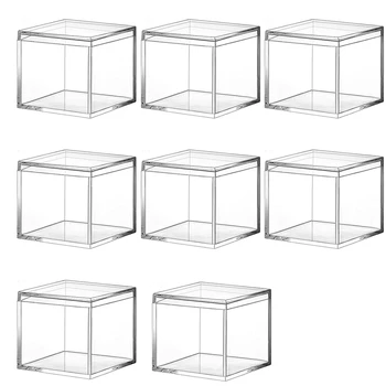 8 Tükki Läbipaistev Akrüül Plastikust Ruut Ruudu Ehted Box Mini Ladustamise Kasti Kaanega Mini Square Konteiner 120Ml