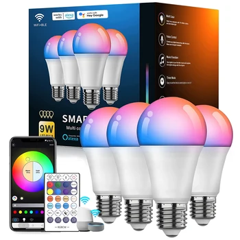 LED Smart Pirn A19 E26/E27 Värvi muuta LED Pirn Muusika Sünkroonimine WiFi ja silmas on gaasimull 5.0 Juhitava RGB Smart Home Valgustus