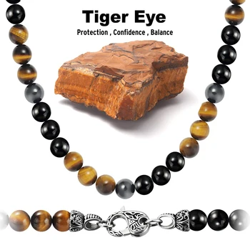 Obsidiaani Hematiit Tiger Eye Pärlitest Kaelakeed, Meeste Mood Loomulik Onyxs Kaelakeed Naistele Magnetic Health Protection Ehted