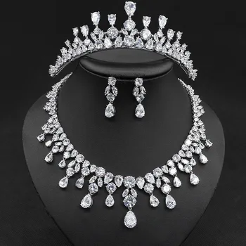 Top Kvaliteetse Luksus Tsirkoon Crystal ehtekomplekt Naiste India Dubai Pruut Pulmas Boutique Aksessuaar бижутерия люкс качества