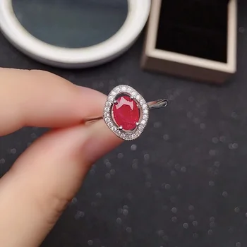 Elegantne 925 Hõbe Ruby Ring Päevas Kulumise 5mm*7mm Loomulik Aafrika Ruby Hõbe Sõrmus Reaalne Sterling Silver Ruby Ehted