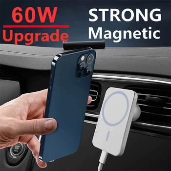60W Magnetvälja Kiire Auto Juhtmeta Laadija Telefoni Omanik Magsafe IPhone 14 13 12 Pro Max Samsung Macsafe Air Vent Laadimine Seista