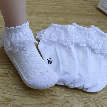 CLYFAN Baby Väikelapse Tüdrukud Ruffle Sokid Valge Pits Ruffle Satsiline Printsess Aas Puuvill Pahkluu Ballett Kleit Sokid Vähe Lapsi