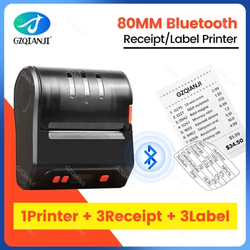 80mm 2 in1 Printerid Label & Vastuvõtmise Käsk Kaasaskantav Traadita Ühendatud Telefoni ja Arvuti Mini termoprinteri Paber Etikett