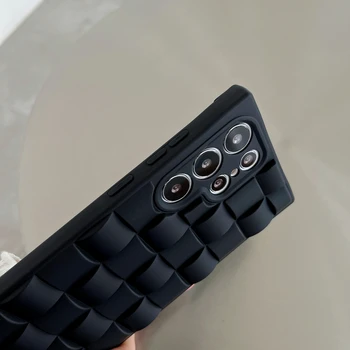 Luksuslik 3D Jutustama Võre Pehmest Silikoonist Matte Telefoni Puhul Samsungi S22 Ultra S21 Pluss S22 Tahked Värvi Kuubik Põrutuskindel tagakaas