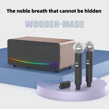 Bluetooth-kõlariga HIFI raske bass kodukino karaoke atmosfääri hele puidust raamaturiiul arvuti TV stereo kõlar Koos MIC-TF