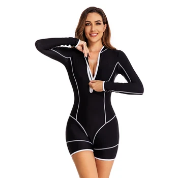 2023 Naiste Ees Tõmblukk Pika varrukaga, kanna One-Piece püstnurk, Surfamine Ülikond Mood Päikesekaitsetoodete Rannas Ujumine Mootorpaat Surfamine Ülikond