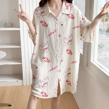 Armas nightgowns naine suvi vaba aja veetmise suur meetrit kleit lühikeste varrukatega mull puuvillane pidžaama magada kaua särk kleit