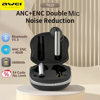 Awei TA10 ANC Kõrvaklapid Bluetooth-5.3 Aktiivne Müra Tühistamise ENC Earbuds Müra Peakomplekt Dual Mic Wireless Gaming Kõrvaklapid