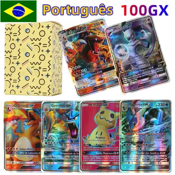 100tk GX Holograafiline Pokemon Kaardid portugali Tähe Vikerkaar Arceus Läikiv Charizard kaubandus-kaardi laste mänguasjad