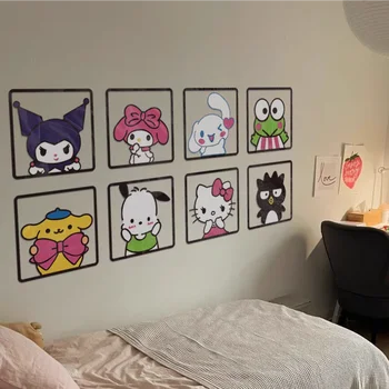 Diy Self-Assembly Cartoon Sanrio Akrüül Seina Kleebis Hello Kitty Meloodia, Kuromi Cinnamoroll Seina Kleebis Lapsed Toas Seina Decor