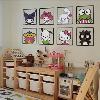 Diy Self-Assembly Cartoon Sanrio Akrüül Seina Kleebis Hello Kitty Meloodia, Kuromi Cinnamoroll Seina Kleebis Lapsed Toas Seina Decor