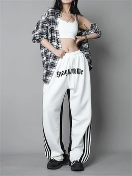 QWEEK korea Stiilis Segast Sweatpants Naiste Streetwear Hip-Hop Prindi Jälgida Püksid Liiga Kpop Harajuku Lai Jalg Joggers