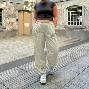 Naiste Cargo Püksid Mitme Taskud Jogger Püksid Kõrge Vöökoht Püksid Lahti liibuvad Pikad Kottis Püksid Streetwear Tüdruk