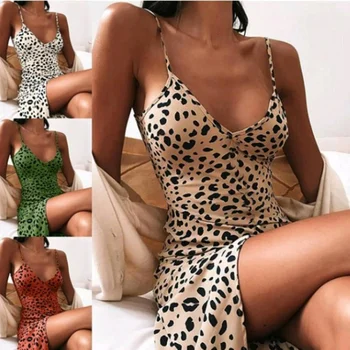Uus Leopard Printida V-kaeluse jaoks Seksikas Kleit Naiste 2023 aasta Kevadel ja Suvel Pilduma Kleit Pilduma Backless Y2k Seksikas Kleit