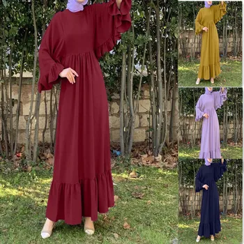 Dubai Moslemi Naiste Ruffles Hijab Peokleidid Mubarak Abaya Kleit Islami Riided Kauhtana Marocain Vestido Musulmane Femme2023