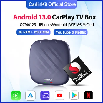 CarlinKit Parim 8G+128G Android 13.0 Auto Smart Box Traadita Android Auto CarPlay Auto Intelligentne Süsteem Spotify IPTV Netflix