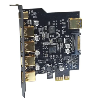 PCIE USB Expansion Card PCI Express X1 USB Type C + 4-Port Välise USB3.0 + 1 Port, Internal USB3.0 Juhatuse PCI-E USB-3.2 Ärkaja