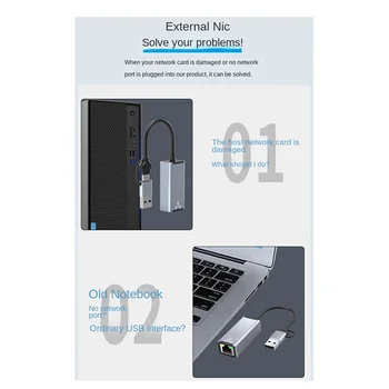 USB-A/USB-C Dual-Liides Võrgu Adapter USB RJ45 Ethernet Adapter Välise Võrgu Kaart Sülearvuti Macbook(1000Mbps)