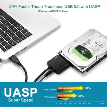 Zexmte SATA ja USB 3.0 Adapter USB To SATA 3 Kaabel 6Gbps Toetab 2.5/3.5 Tollise Kõvaketta Välise HDD SSD cabo sata adaptador