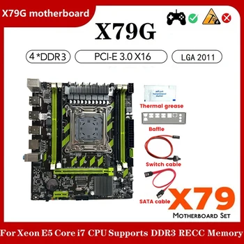 X79G LGA2011 Arvuti Juhatuse Osad SATA Kaabel+Lüliti Kaabel+Plaat+Thermal Grease 4XDDR3 Pesa M. 2 NVME PCI-E X16 6XUSB2.0 SATA3.0