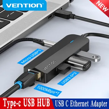 USB-C-HUB 100/1000Mbps 3 liidest, USB 3.0-Tüüp C-HUB USB Rj45 Gigabit Ethernet Adapter sobib MacBook Sülearvuti Tarvikud