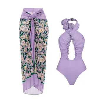 2-Tükis Ujumistrikoo Seksikas Naiste Ujumisriided Kimono Cover-up Seelik Beach Lõigatud Bikiinid Lohkus 2023 Naiste trikoo Beachwear
