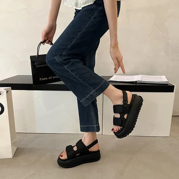 Naiste Suvel Uued Vabaaja Platvorm Sandaalid Venitada Kangast Fashion Shoes Naiste Elegantne Kiilud Risti Naiste Vabaajajalatsid Suurus