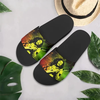 ELVISWORDS Reggae Muusika Prindi Jamaica Juhuslik Väljas Sussid Naised Mehed Beach Non-Slip Flip Flop Lahe Bob Slaid Sandal Kingitused
