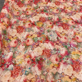 Kallite Luksus Krepp De Chine Siidist Kangast Suvel Puhas Mulberry Silk Printing Kerge Särk Kleit Disainer Krepp-Kangast DIY