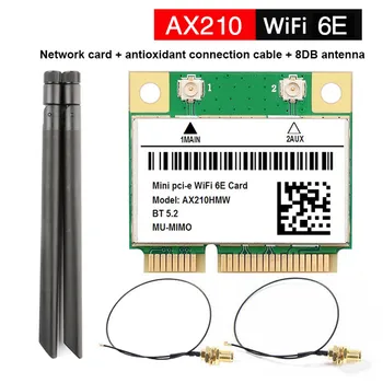 AX210 5374M WIFI 6E 5G Gigabit Traadita Võrgu Kaart MINI PCIE 5.2 Bluetooth Võrgu Kaart Moodul 8DB Antenn