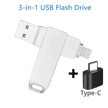 USB 3.0 Metallist Flash Drive Jaoks iPhone 64 gb thumbdrive Pendrive 3.0 Flash Memory Stick 128gb 256gb 512 gb Pen Drive jaoks ipad, ipod