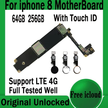 Algse 100% Lukustamata iphone 8 Emaplaadi Koos/Ilma Touch ID Loogika juhatuse Nr-ID Konto Täis Chip Testitud Ning Plaat