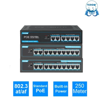 TEROW POE Switch, 4/8 Sadamate 100/1000 Mbps Gigabit Network Ethernet 802.3 AF/HETKEL VLAN-RJ45 Lüliti IP kaamera/Wireless AP/NRV
