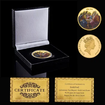 2023 Jumal Jeesus Saatana Viimane Õhtusöök Supper Piibel Kunstnik Kuld Mündi Kuninganna Elizabeth II Norfolki Saar Medal Kogumine