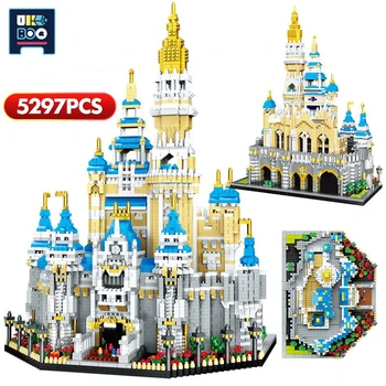 5297PCS 3D Diamond Magic Princess Castle ehitusplokid City Mini Arhitektuur lõbustuspark Joonis Tellised Mänguasjad Lastele
