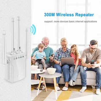 Wireless Repeater WiFi Ruuter 2.4 G/300Mbps WiFi Booster 4 Välised Antennid Lai Leviala WiFi Signaali Võimendi