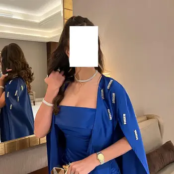 Ametlik Kord Kleidid Royal Blue Beaded Olkaimeton Saudi Araabia Naiste Tanssiaiset Kleidid Temperament Õhtul Kleit